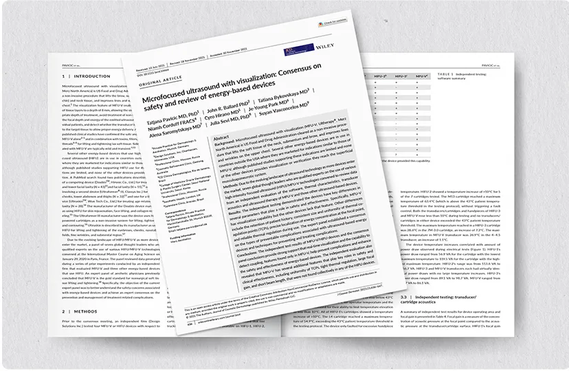 Artículo de investigación sobre la visualización en tiempo real de Ultherapy PRIME<sup>&reg;</sup> para un lifting no invasivo más seguro y eficaz.